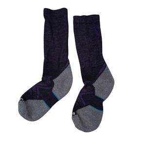 Smartwool PhD Outdoor Medium Crew‎ Socks Womens Medium Purple Grey Merino Wool